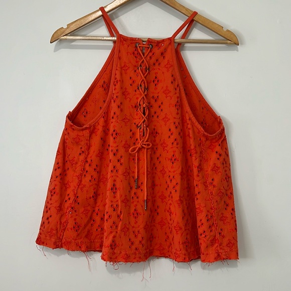 Free People Dream Date Eyelet Tank Embroidered Sleeveless Drawstring - Picture 3 of 9